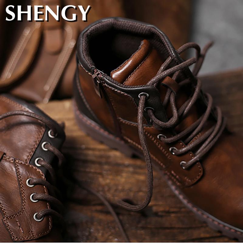 Men Shoes Autumn Winter Boots Retro Style Ankle Boots Lace Up  Casual  Boots High-top Shoes For Men Wear-resistant Zapatos Boots