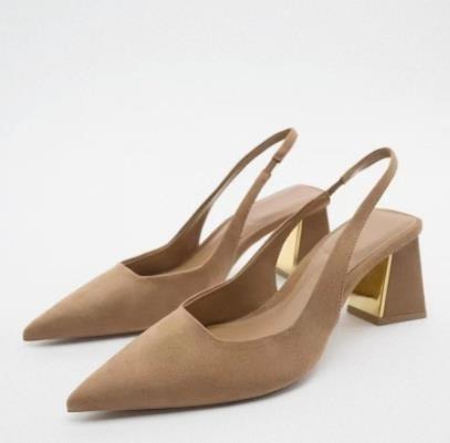 Women High Heels Slingback Pointed toe Block Heels for Women