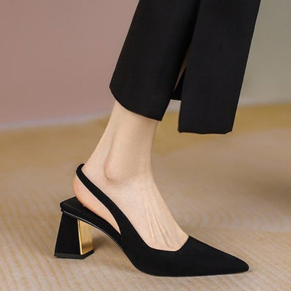 Women High Heels Slingback Pointed toe Block Heels for Women