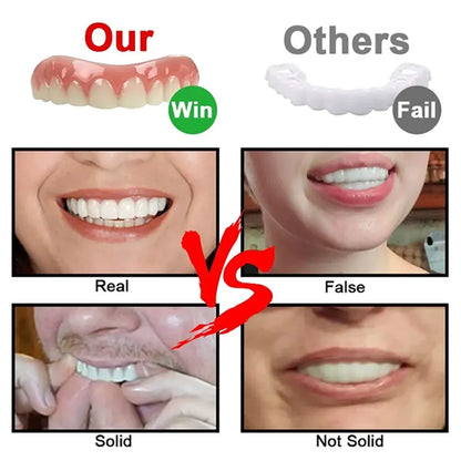 Silicone Upper/Lower False Teeth Perfect Laugh Veneers Dentures Paste Oral Hygiene Tools Fake Teeth Instant Smile Teeth Cosmetic