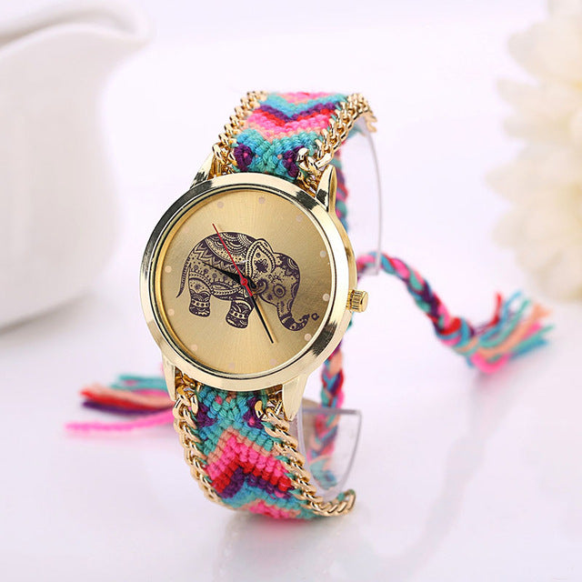 Women Elephant Leather Bracelet Watches