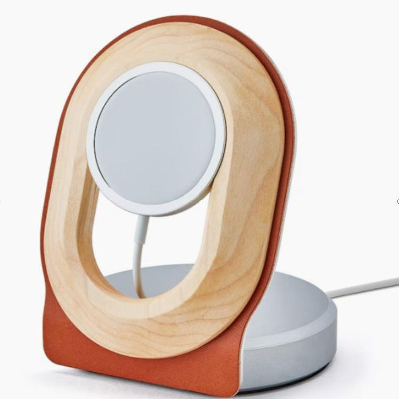 Wooden Desk Shelf Accessories Walnut Wireless Magnetic Charger Wireless Charging Stand For Magsafe