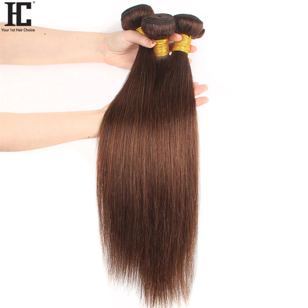 #4 Light Brown Straight Human Hair Bundles 8-40 Inch Cheap Human Hair Extensions For Black Women 1 / 3 / 4 Bundles Wholesale