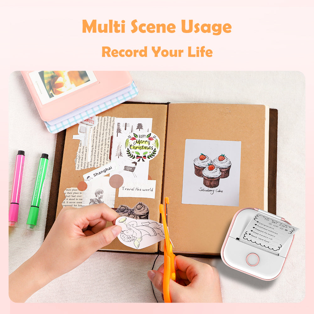 Phomemo Portable Mini Thermal Printer T02 Mini Pocket Label Printer DIY Self-adhesive Sticker Label Machine Various Label Paper