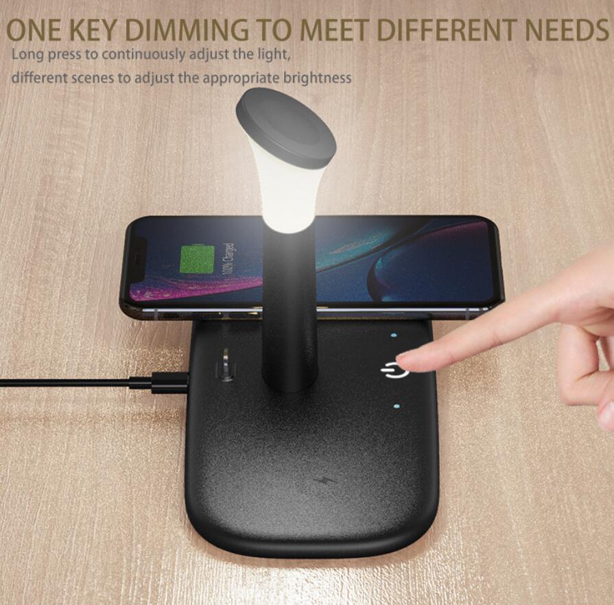 5in1 Night Light Wireless Fast Charging Dual 15W For Samsung S20 S10 iPhone 11 8 X Wireless Charge Stand For Apple Watch Airpods