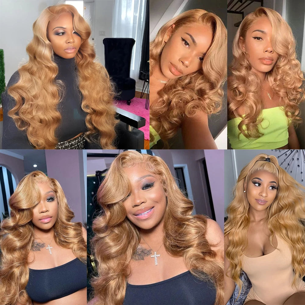 #27 Body Wave 13x4 Hd Transparent Lace Frontal Wig 30 34 Inch Brazilian Honey Blond Glueless Lace Front Human Hair Wigs On Sale