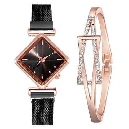 Women Square Watch Luxury Ladies Quartz Magnet Buckle Gradient Color Watches Relogio Feminino For Gift Clock