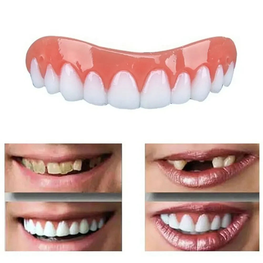 Silicone Upper/Lower False Teeth Perfect Laugh Veneers Dentures Paste Oral Hygiene Tools Fake Teeth Instant Smile Teeth Cosmetic