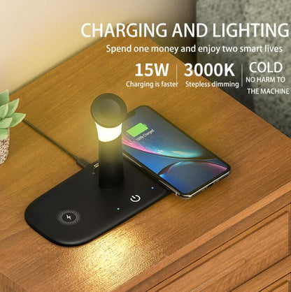 5in1 Night Light Wireless Fast Charging Dual 15W For Samsung S20 S10 iPhone 11 8 X Wireless Charge Stand For Apple Watch Airpods