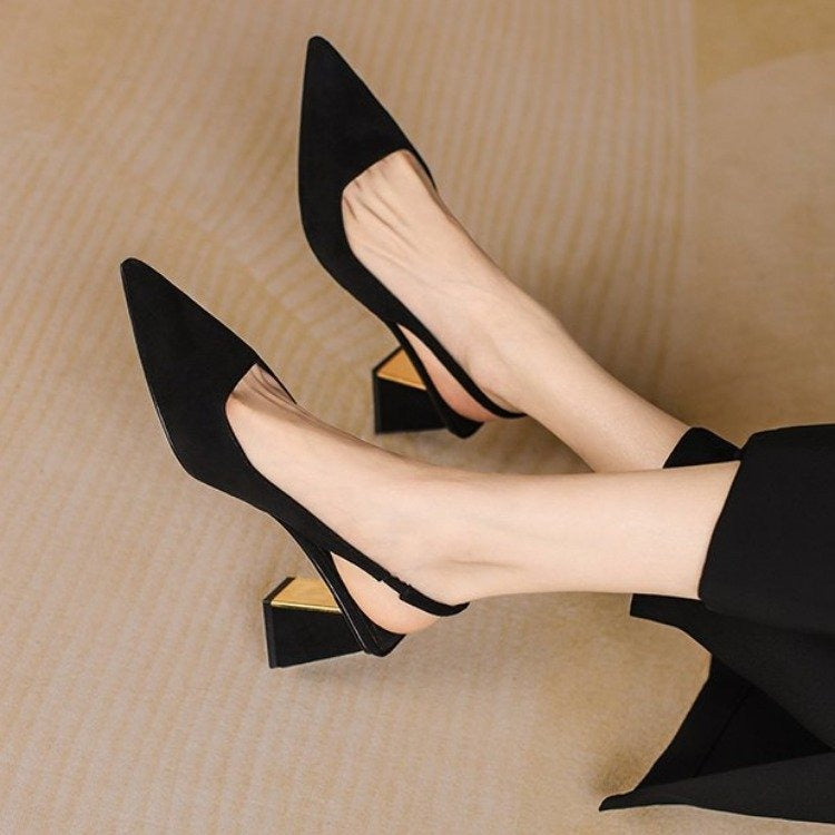 Women High Heels Slingback Pointed toe Block Heels for Women