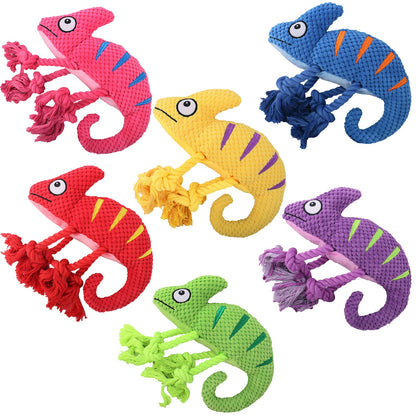 Medium to large-sized dog plush filled chameleon pull-out interactive and sturdy pet toy, vocalization dog toy