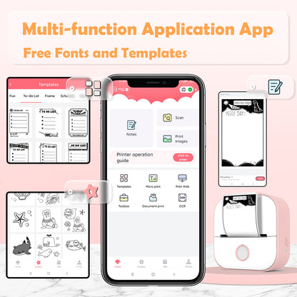 Phomemo Portable Mini Thermal Printer T02 Mini Pocket Label Printer DIY Self-adhesive Sticker Label Machine Various Label Paper