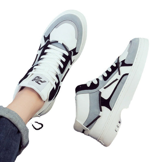 New high top comfortable trendy shoes for men, versatile casual sports board shoes, white cloth shoes, leather shoes