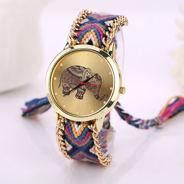 Women Elephant Leather Bracelet Watches