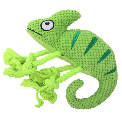 Medium to large-sized dog plush filled chameleon pull-out interactive and sturdy pet toy, vocalization dog toy