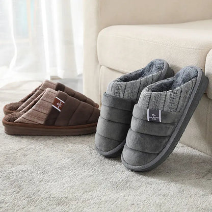 Plus Size 48 49 Waterproof Men Down Slippers Winter Indoor Fur Shoes Male Rubber Anti-Odor Mans Flurry Slides Floor Slippers Man