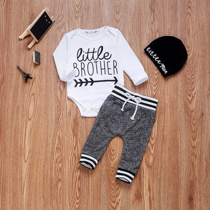 0-18Months Newborn Infant Baby Boy Clothes Cotton Sets Long Sleeve Romper Pant Hats Outfit 3Pcs Baby Warm Clothing