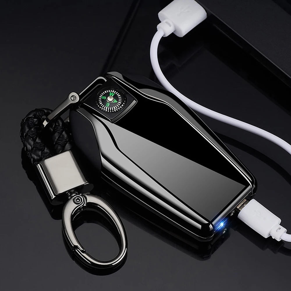 Keychain USB Electric Plasma Lighter Creative Cool Rechargeable Windproof ARC Lighters Smoking Accessories Gadget For Men