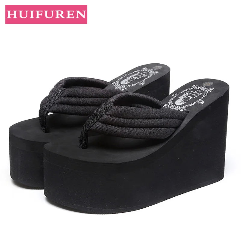 Women Beach Flip Flops Soft EVA Slippers Summer Platform Shoes Woman Super High Heels Female Fashion Slides Wedges Sandals