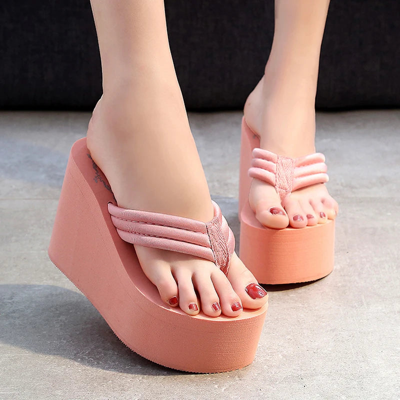 Women Beach Flip Flops Soft EVA Slippers Summer Platform Shoes Woman Super High Heels Female Fashion Slides Wedges Sandals