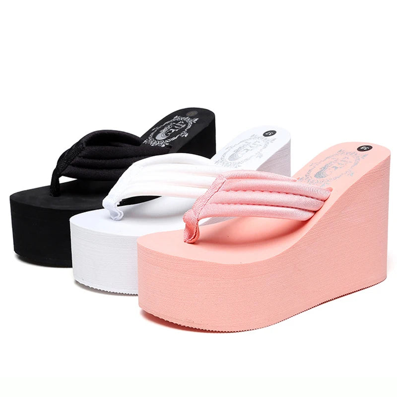 Women Beach Flip Flops Soft EVA Slippers Summer Platform Shoes Woman Super High Heels Female Fashion Slides Wedges Sandals