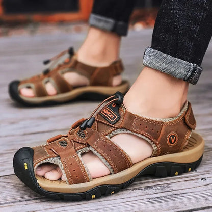 2024 Leather Men Shoes Summer New Large Size Men's Sandals Men Sandals Fashion Sandals Slippers Big Size 38-47 ﻿