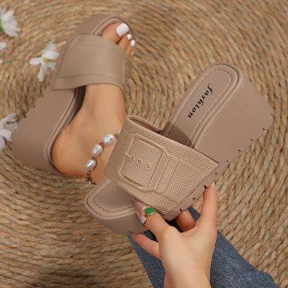 Sandals Summer 2024 New Women Slippers Wedges Platform Beach Flip Flops Trend High Heels Ladies Shoes Pumps Thick Slides