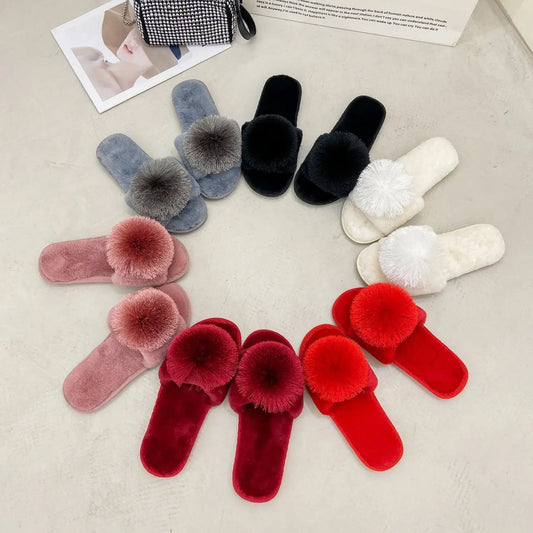 Winter Women Home Indoor Casual Slippers Female Flip Flops Fluffy Shoes Slides Ladies Soft Warm Plush Slipper Slippers Women