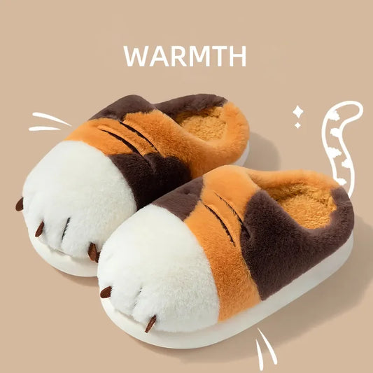 Winter Stereoscopic Bear Claw Slippers Men Indoor Outdoor Wear Soft Thick Non-slip Cute Design Fashion Versatile