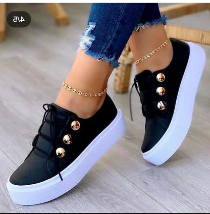 Summer New Women Shoes Fashion Round Toe Platform Shoes Plus Size 42 Casual Sneakers Lace Up Flats Woman Slip on Tennis Shoes