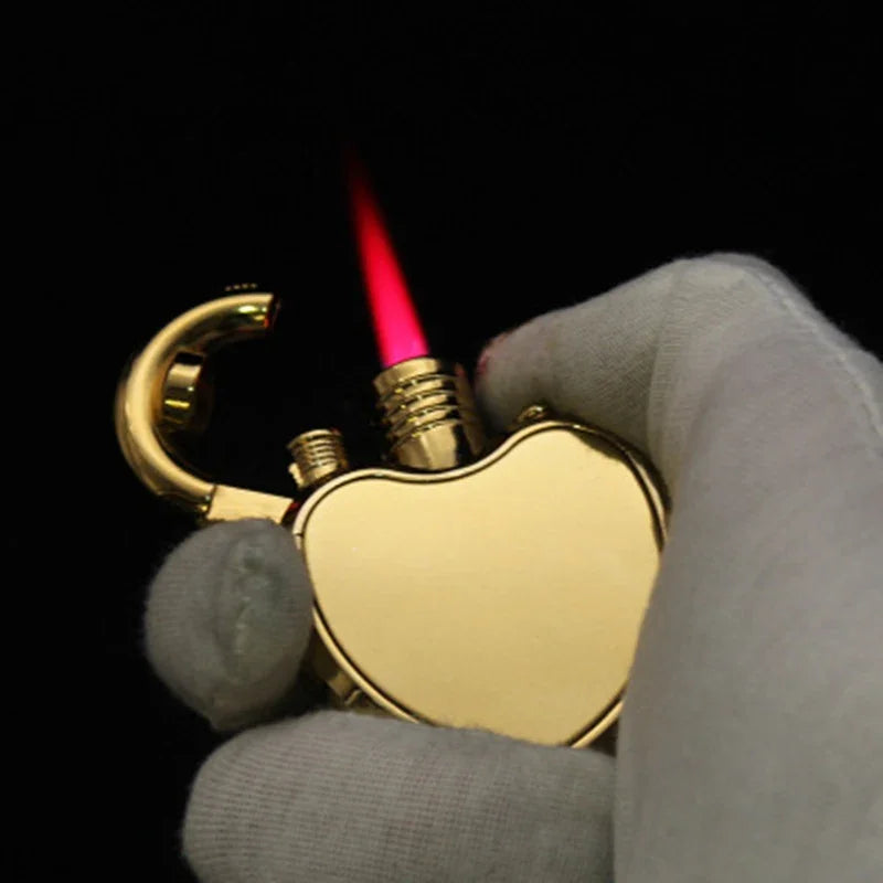 NEW Jet Lighter Love Heart Shape Butane Turbine Torch Lighter Red Flame 1300 C Windproof Inflatable Gas Lighter Gadget