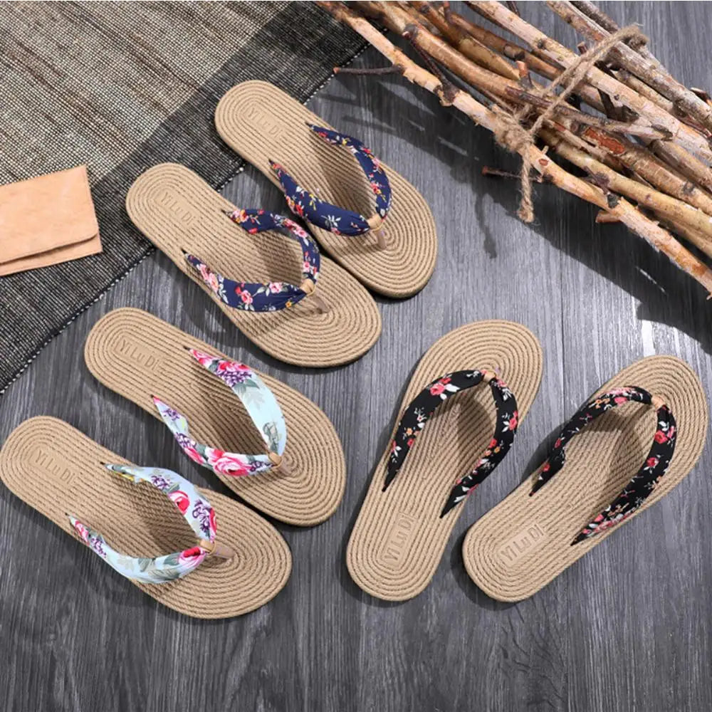 Shoes Women Summer Sandals Anti-slip Slippers Flip Flops Floral Beach Thongs Slippers