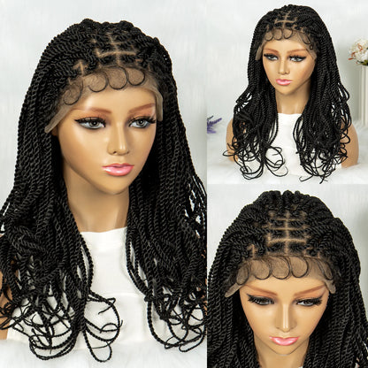 KIMA 20 Inches Twisted Synthetic Wig 9*6 Lace Front Wigs Square Box Braids Wig for Black Women With Baby Hair