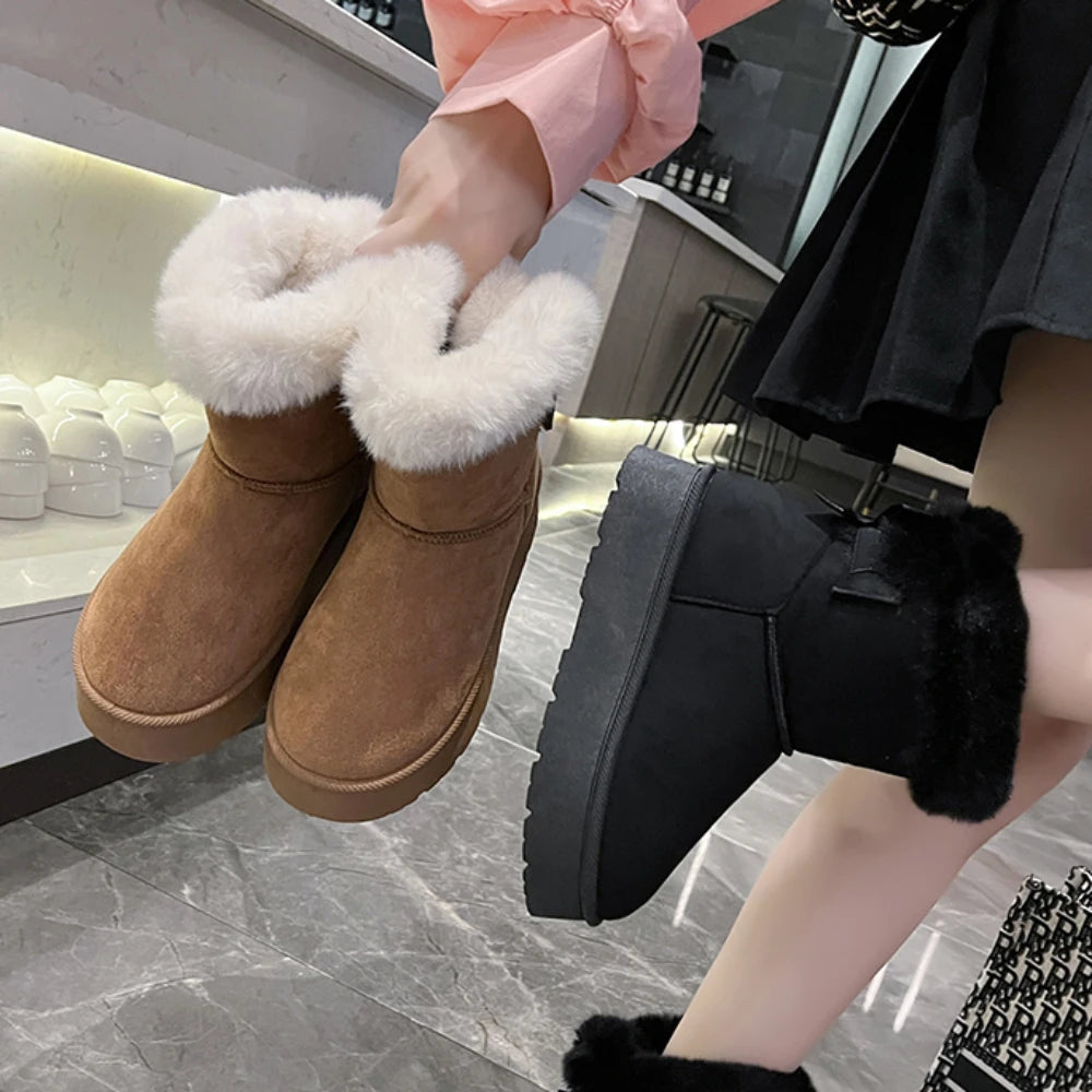 Snow Boots Women Winter Shoes Women Platform Boots Warm Plush Cotton Shoes Thicken Winter Woman Boots Flat Non-slip Botas Mujer