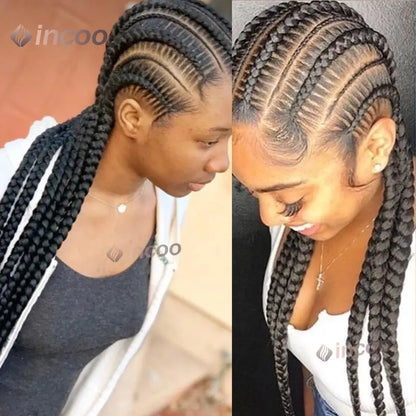 Synthetic Full Lace Braided Wigs 36" Lace Front Wigs Jumbo Box Braids Wig For Black Africa Women Knotless Cornrow Braiding Wigs