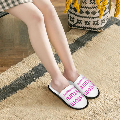 Personalized Custom Photo Logo House Slippers Women Cozy Memory Foam Customized DIY Print Slip On Hotel Slipper Shoes