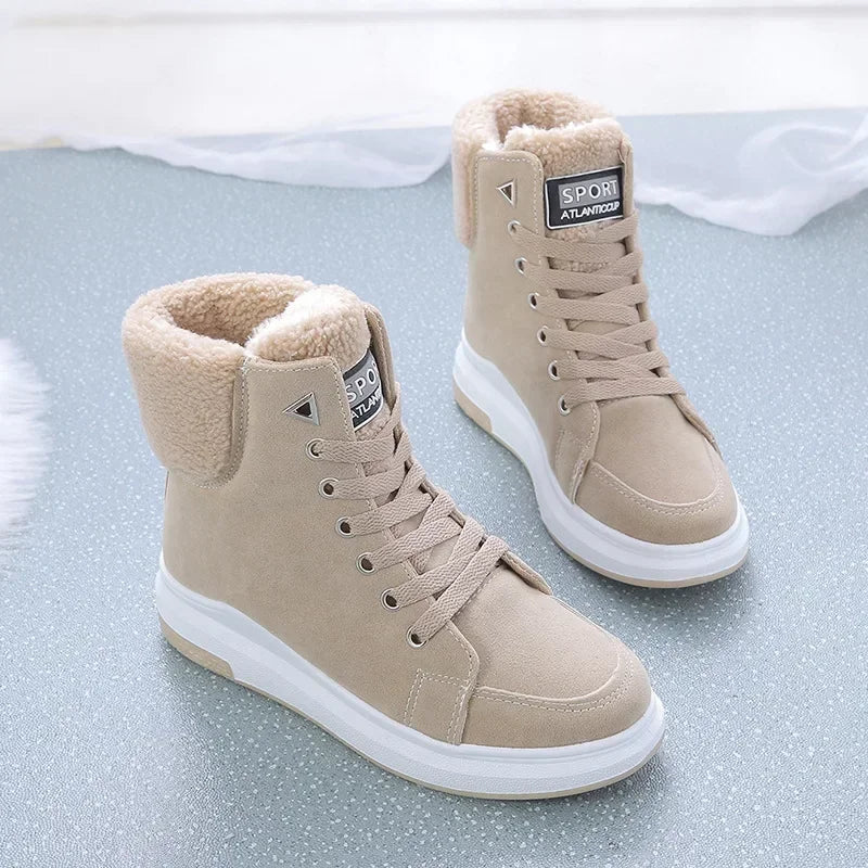 Platform Women's boots Winter Women Sneakers Warm Fur Plush Lady Casual Shoes Lace-up Fashion Woman Chunky Sneaker tenis femme