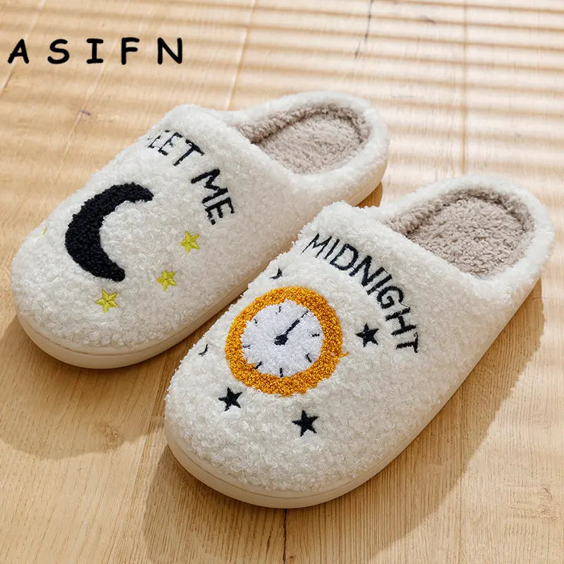 Winter Fashion Women's Slippers Cozy Comfort Meet Me At Midnight Slides Soft Sole Anti-slip Moon Houseshoes Fans Gift