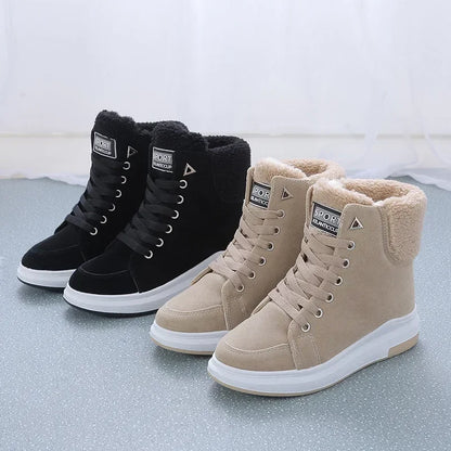 Platform Women's boots Winter Women Sneakers Warm Fur Plush Lady Casual Shoes Lace-up Fashion Woman Chunky Sneaker tenis femme