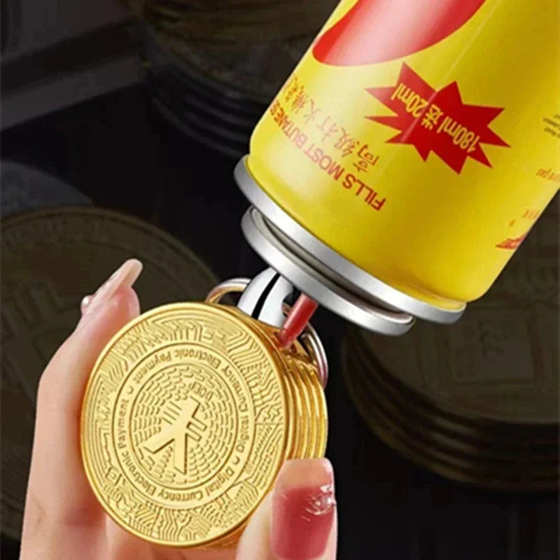 Creative Bitcoin Butane Gas Lighter Stock Commemorative Coin Virtual Coin Novelty Unique Pendant Smoking Accessories Gadgets