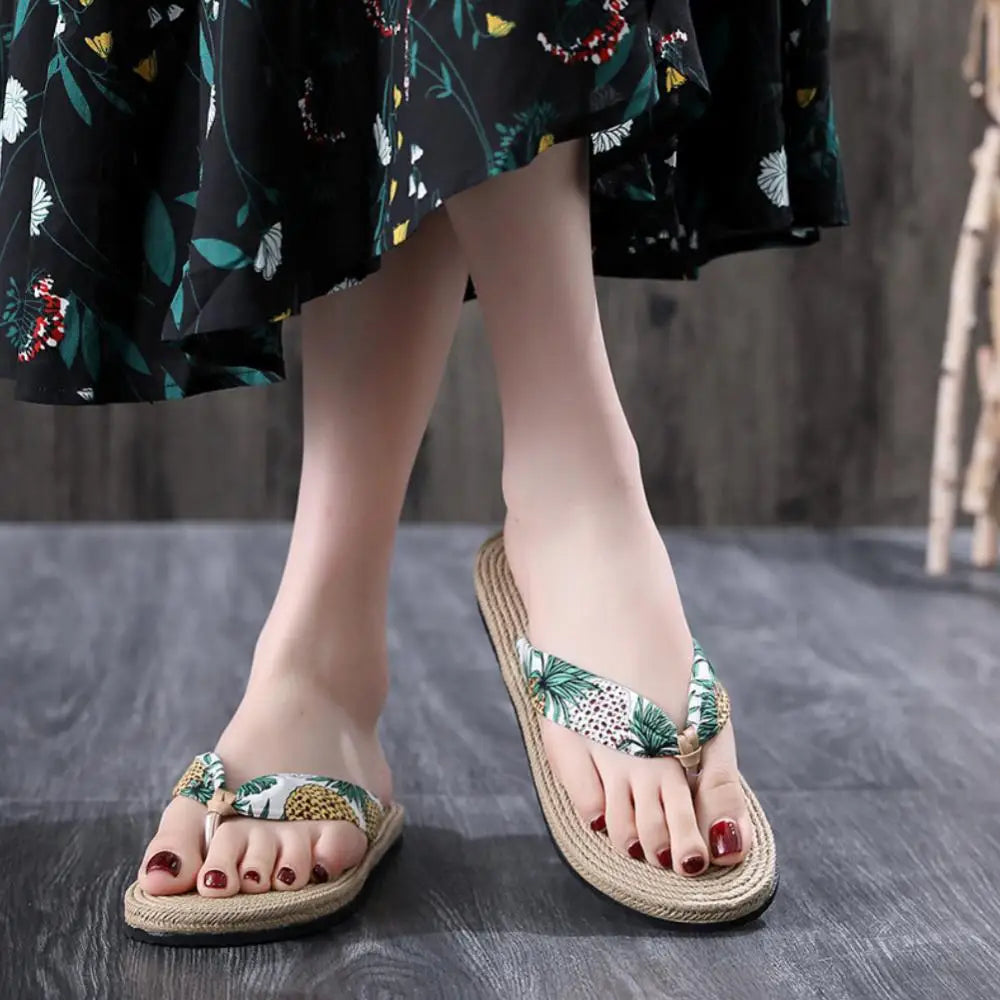 Shoes Women Summer Sandals Anti-slip Slippers Flip Flops Floral Beach Thongs Slippers