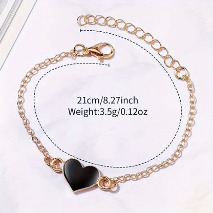 2PCS/Set Fashion Rhinestone Women's Quartz Watch Analog PU Leather Band Wrist Watches Heart Bracelet