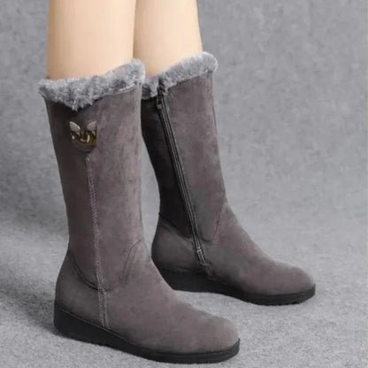 Women's Shoes Fashion Women Warm Chelsea High Fur Boots 2024 New Women Boots Mid-calf Plush Snow Flat Boots Zapatos Para Mujeres