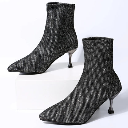 Sexy Pointed Toe Thin Heels Women Ankle Boots 2023 Autumn Fashion Women's Shoes Stretch High Heel Boots Ladies Party Sock Boots