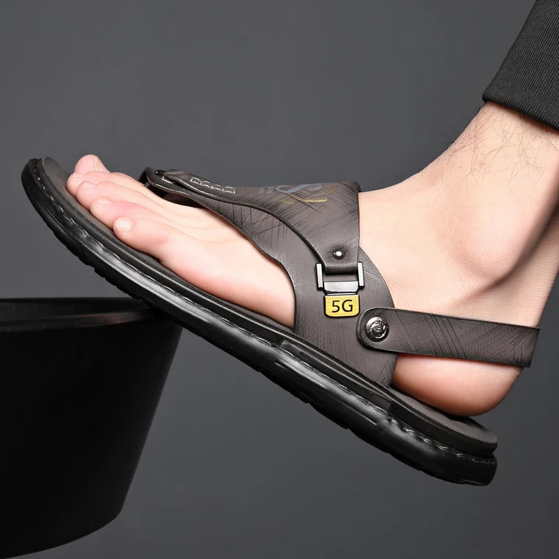 Outdoor Summer Men's Sandals Summer  Office  Shoes Non-Slip Mens Casual Sandalis Black