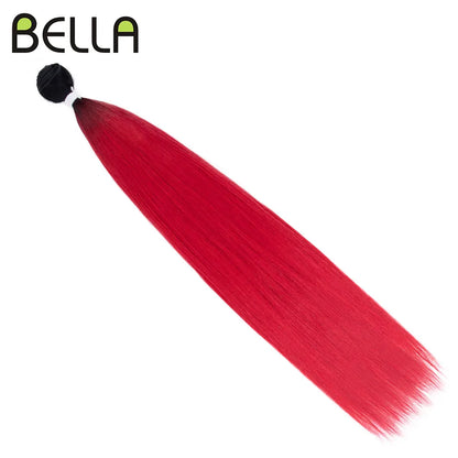 Bella Synthetic Hair Bundles 30 inch Salon Yaki Straight Hair Ombre Red Blonde High Temperature Fiber Ponytail Hair Extensions