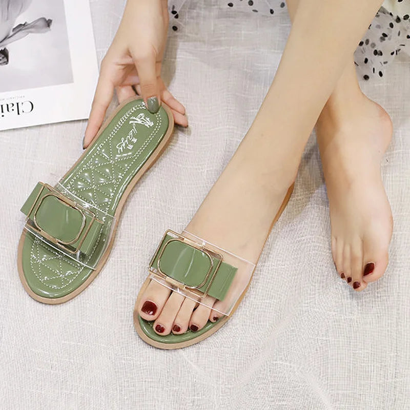 Luxury Slippers Woman Fashion Rhinestone Designer Slipper Flat Women's Sandals Novelties 2024 Comfortable Elegant Summer New Hot