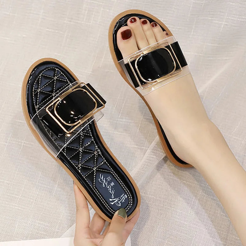 Luxury Slippers Woman Fashion Rhinestone Designer Slipper Flat Women's Sandals Novelties 2024 Comfortable Elegant Summer New Hot