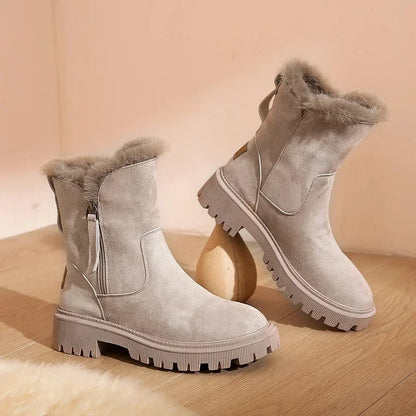 Winter Female Snow Boots Plus Velvet Shoes for Women Simple Ankle Boots Warm Womens Cotton Shoes New Large Size 43 Bottine Femme