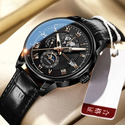 Watches Mens Top Brand Luxury Watch Calendar with Leather Band Fashion Business Quartz Wristwatch Casual Clock Relogio Masculino